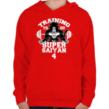 PRINTFASHION Training to go super saiyan 4 - Gyerek kapucnis pulóver - Piros gyerek pulóver, kardigán