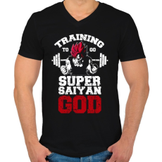 PRINTFASHION Training to go super saiyan GOD - Férfi V-nyakú póló - Fekete