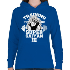 PRINTFASHION Training to go super saiyan - Női kapucnis pulóver - Királykék