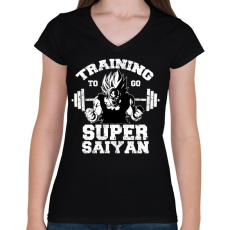 PRINTFASHION Training to go super saiyan - Női V-nyakú póló - Fekete