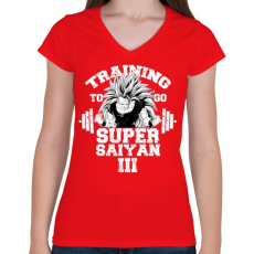 PRINTFASHION Training to go super saiyan - Női V-nyakú póló - Piros