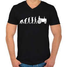 PRINTFASHION Traktor evolúció - Férfi V-nyakú póló - Fekete
