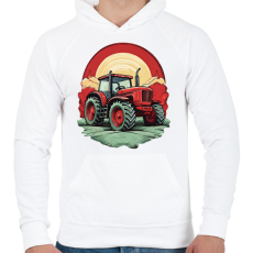 PRINTFASHION Traktor - Férfi kapucnis pulóver - Fehér