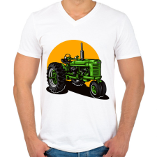 PRINTFASHION traktor - Férfi V-nyakú póló - Fehér férfi póló