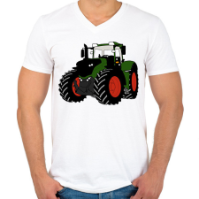 PRINTFASHION Traktor  - Férfi V-nyakú póló - Fehér férfi póló