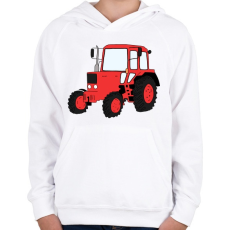 PRINTFASHION Traktor - Gyerek kapucnis pulóver - Fehér