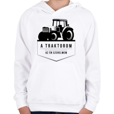 PRINTFASHION Traktor love - Gyerek kapucnis pulóver - Fehér