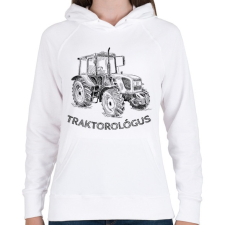PRINTFASHION Traktorológus - Női kapucnis pulóver - Fehér női pulóver, kardigán