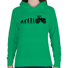 PRINTFASHION Traktoros evolúció - Női kapucnis pulóver - Zöld