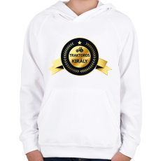 PRINTFASHION Traktoros király - Arany - Gyerek kapucnis pulóver - Fehér