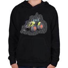 PRINTFASHION Traktoros legenda - Sárga traktor - Gyerek kapucnis pulóver - Fekete