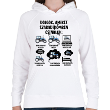 PRINTFASHION Traktoros szabadidő - Női kapucnis pulóver - Fehér női pulóver, kardigán