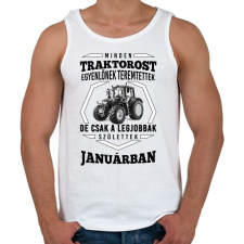 PRINTFASHION TRAKTOROS SZÜLINAP - Január - Férfi atléta - Fehér atléta, trikó