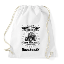 PRINTFASHION TRAKTOROS SZÜLINAP - Január - Sportzsák, Tornazsák - Fehér tornazsák