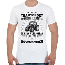 PRINTFASHION TRAKTOROS SZÜLINAP - November - Férfi póló - Fehér