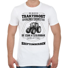 PRINTFASHION TRAKTOROS SZÜLINAP - Szeptember - Férfi póló - Fehér férfi póló