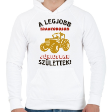 PRINTFASHION Traktoros szülinapja június - Férfi kapucnis pulóver - Fehér férfi pulóver, kardigán