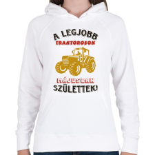 PRINTFASHION Traktoros szülinapja május - Női kapucnis pulóver - Fehér női pulóver, kardigán