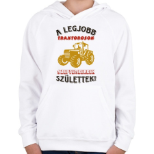 PRINTFASHION Traktoros szülinapja szeptember színes - Gyerek kapucnis pulóver - Fehér gyerek pulóver, kardigán
