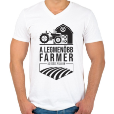 PRINTFASHION Traktorosoké a világ - Férfi V-nyakú póló - Fehér