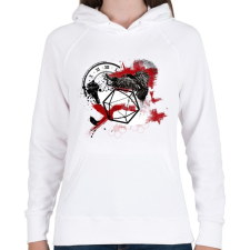 PRINTFASHION Trash polka D20 - Női kapucnis pulóver - Fehér női pulóver, kardigán