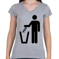 PRINTFASHION Trash you - Női V-nyakú póló - Sport szürke női póló