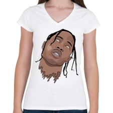 PRINTFASHION Travis Scott önkívület - Női V-nyakú póló - Fehér női póló