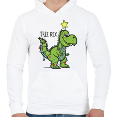 PRINTFASHION Tree-rex - Férfi kapucnis pulóver - Fehér