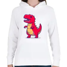 PRINTFASHION Trex dínó - Női kapucnis pulóver - Fehér női pulóver, kardigán