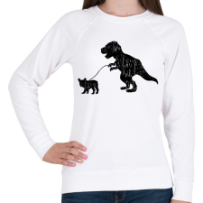 PRINTFASHION Trex kutyát sétáltat - Női pulóver - Fehér női pulóver, kardigán