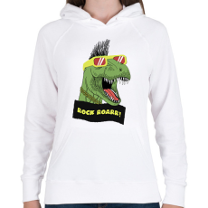 PRINTFASHION Trex rock - Női kapucnis pulóver - Fehér