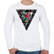 PRINTFASHION Triangle designed Lion - Férfi hosszú ujjú póló - Fehér