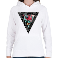 PRINTFASHION Triangle designed Lion - Női kapucnis pulóver - Fehér női pulóver, kardigán