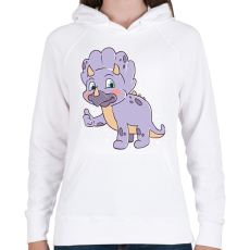 PRINTFASHION Triceratopsz - Női kapucnis pulóver - Fehér