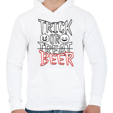 PRINTFASHION Trick or Beer - Férfi kapucnis pulóver - Fehér férfi pulóver, kardigán