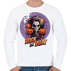 PRINTFASHION Trick or Treat skull - Férfi pulóver - Fehér
