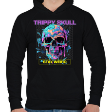 PRINTFASHION Trippy Skull - Férfi kapucnis pulóver - Fekete