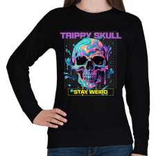 PRINTFASHION Trippy Skull - Női pulóver - Fekete női pulóver, kardigán
