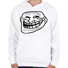 PRINTFASHION TrollFace - Gyerek kapucnis pulóver - Fehér gyerek pulóver, kardigán