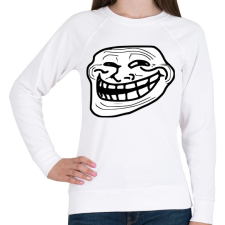 PRINTFASHION TrollFace - Női pulóver - Fehér női pulóver, kardigán