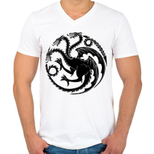 PRINTFASHION TRÓNOK HARCA - Férfi V-nyakú póló - Fehér férfi póló