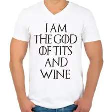 PRINTFASHION Trónok harca-God of ... - Férfi V-nyakú póló - Fehér férfi póló