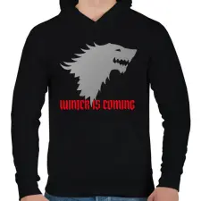 PRINTFASHION Trónok Harca - winter is coming - Férfi kapucnis pulóver - Fekete férfi pulóver, kardigán