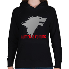 PRINTFASHION Trónok Harca - winter is coming - Női kapucnis pulóver - Fekete női pulóver, kardigán