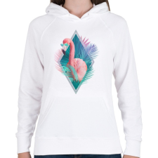 PRINTFASHION Tropical leaves - Női kapucnis pulóver - Fehér női pulóver, kardigán