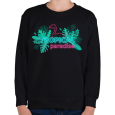 PRINTFASHION Tropical Paradise flamingo - Gyerek pulóver - Fekete
