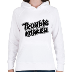 PRINTFASHION TroubleMakerBlackTextured - Női kapucnis pulóver - Fehér
