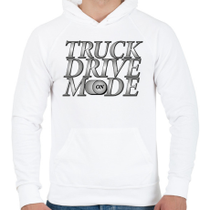 PRINTFASHION Truck drive mode - Férfi kapucnis pulóver - Fehér