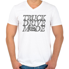 PRINTFASHION Truck drive mode - Férfi V-nyakú póló - Fehér