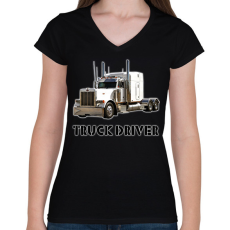 PRINTFASHION TRUCK DRIVER  - Női V-nyakú póló - Fekete